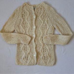 True Vintage 1960s Women’s Cream Cable Hand Knit Italian Mohair Sweater
